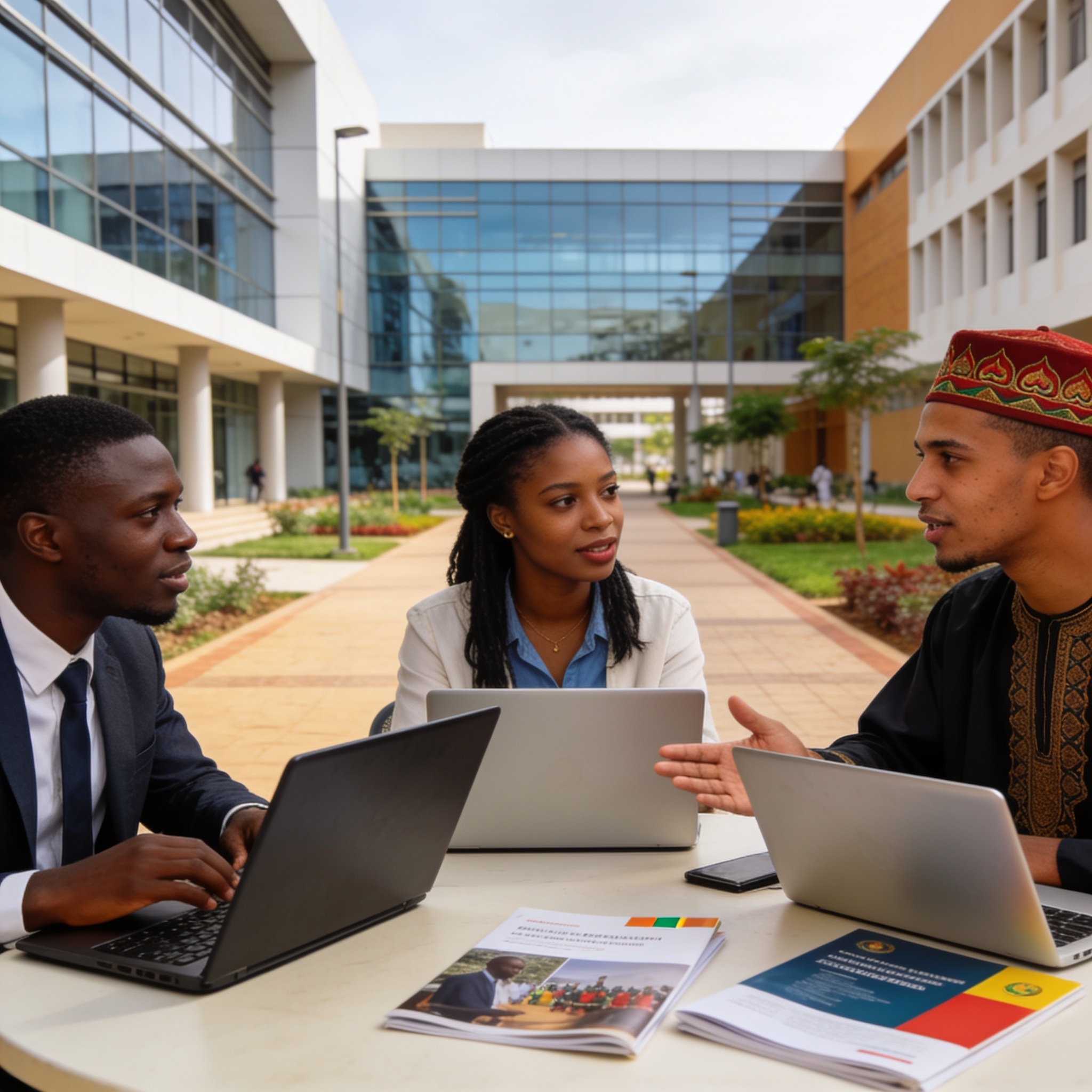Create an editorial news illustration for an article about 'Congo – Maroc : un partenariat universitaire renforcé pour une meilleure mobilité étudiante'. The specific country is Republique of Congo (Brazzaville) (CG); make visual cues accurate to thi