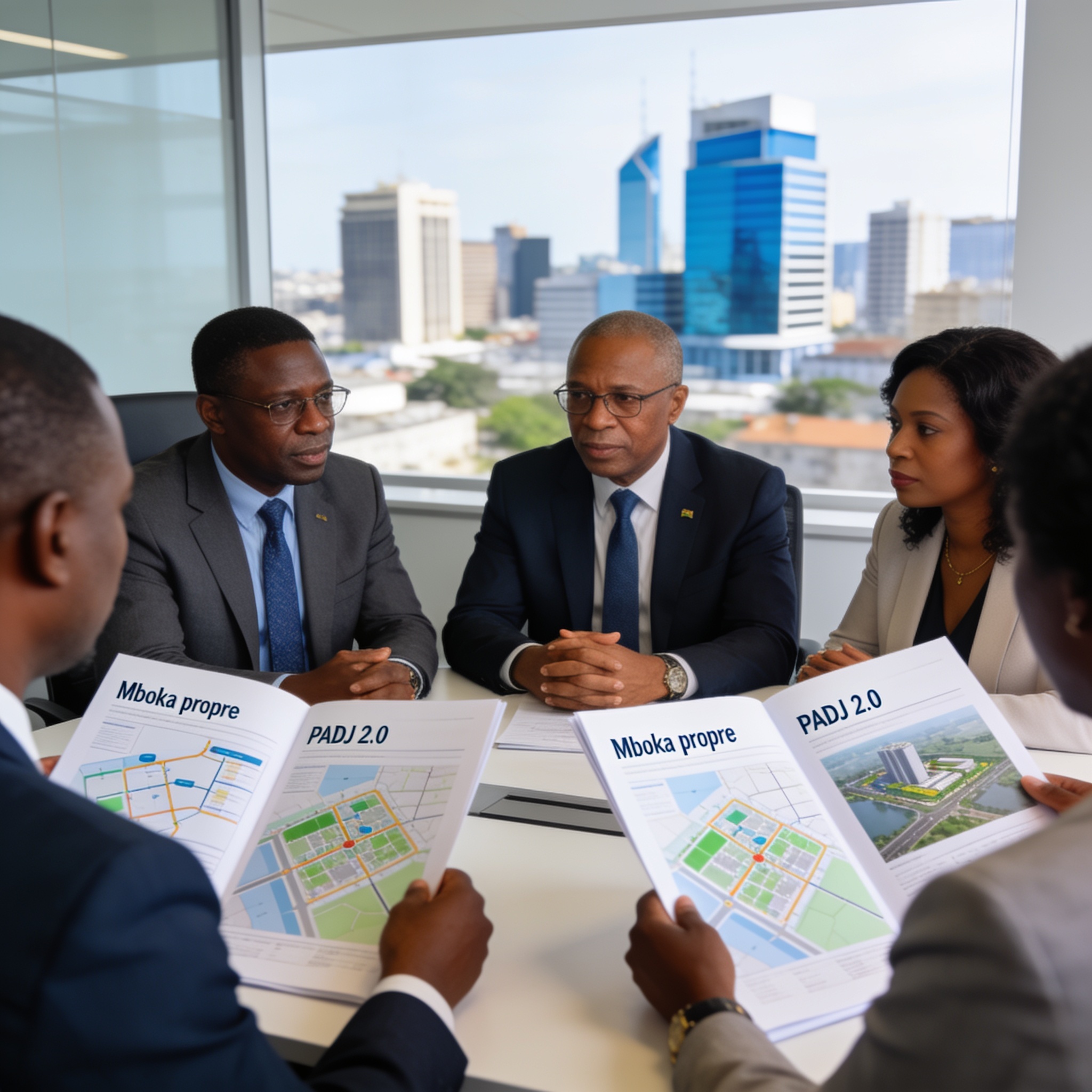 Create an editorial news illustration for an article about 'Congo : présentation officielle des projets « Mboka propre » et « PADJ 2.0 »'. The specific country is Republique of Congo (Brazzaville) (CG); make visual cues accurate to this exact country
