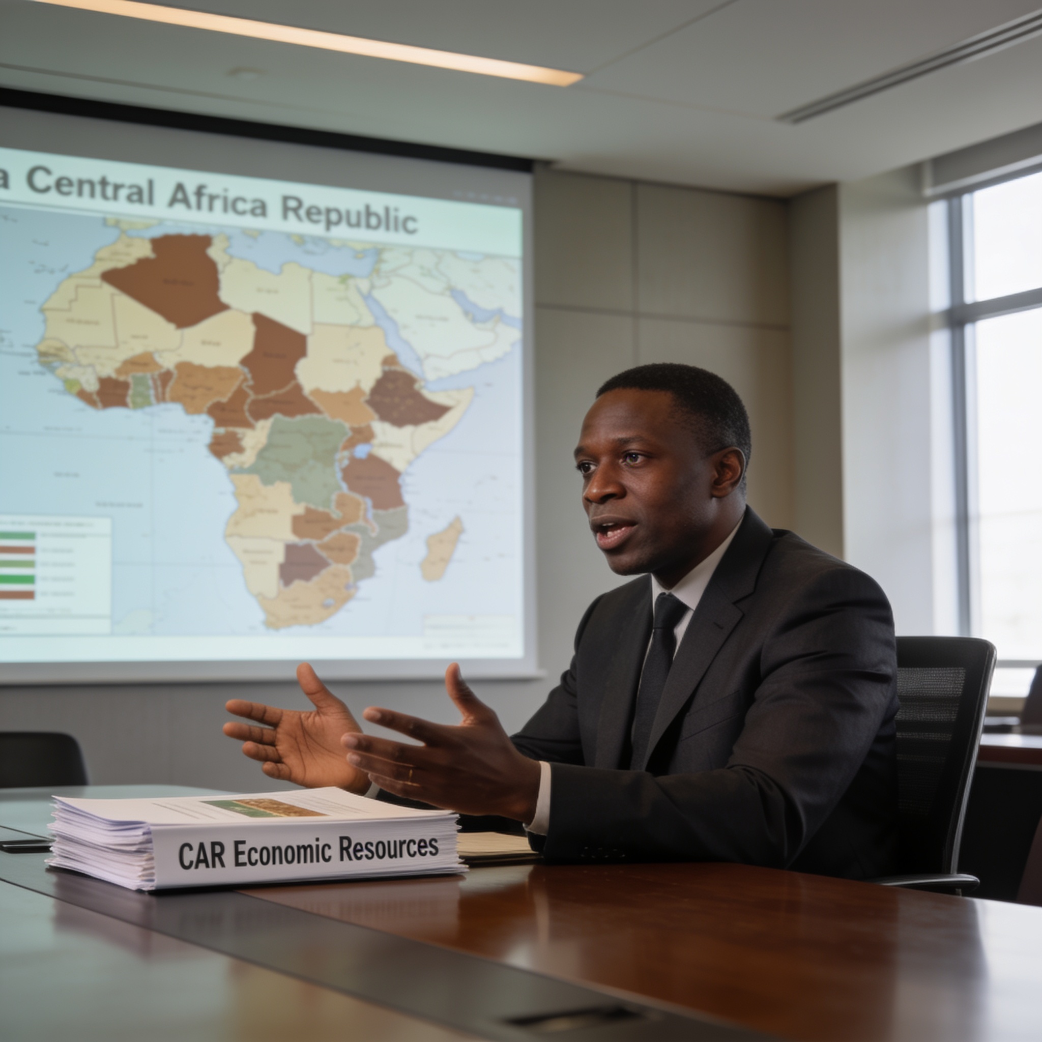 Create an editorial news illustration for an article about 'Ludovic Ngatsé plaide pour une Afrique transformatrice de ses richesses aux Rencontres d’Aix-en-Provence'. The specific country is CG (CG); make visual cues accurate to this exact country an